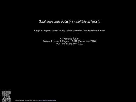 Total knee arthroplasty in multiple sclerosis