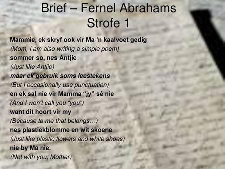 Brief – Fernel Abrahams Strofe 1