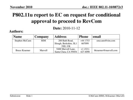 November 2010 doc.: IEEE /0872r3 November 2010