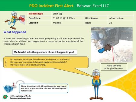PDO Incident First Alert -Bahwan Excel LLC