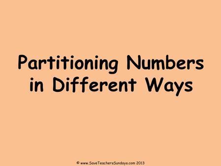 Partitioning Numbers in Different Ways