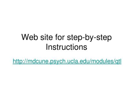 Web site for step-by-step Instructions