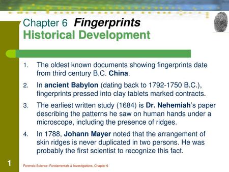 Chapter 6 Fingerprints Historical Development