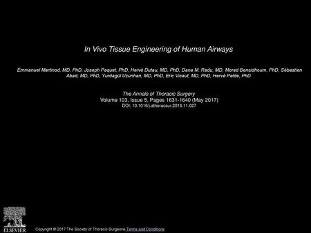 In Vivo Tissue Engineering of Human Airways