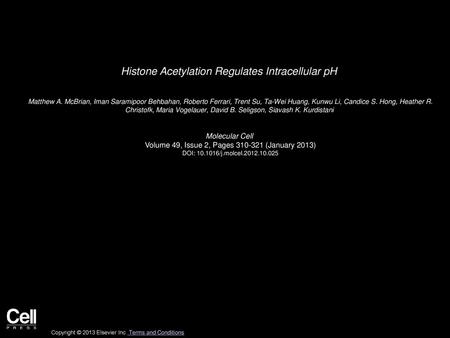Histone Acetylation Regulates Intracellular pH