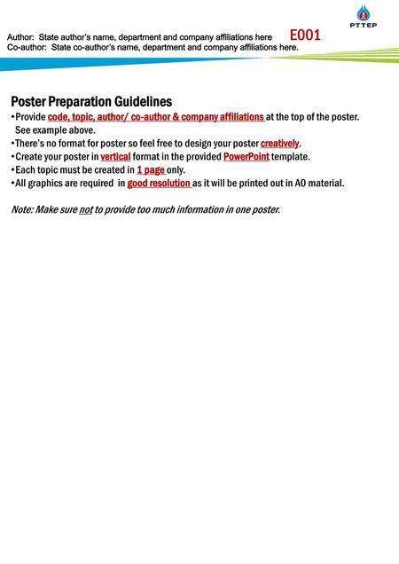 E001 Poster Preparation Guidelines