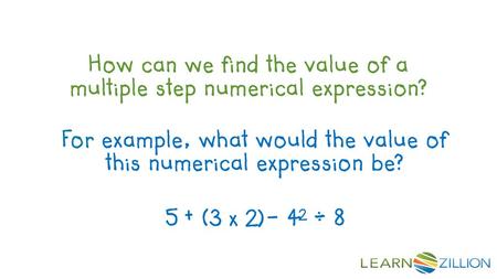 For example, what would the value of this numerical expression be?