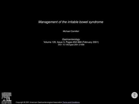 Management of the irritable bowel syndrome