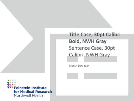 Title Case, 30pt Calibri Bold, NWH Gray Sentence Case, 30pt Calibri, NWH Gray Month Day, Year.
