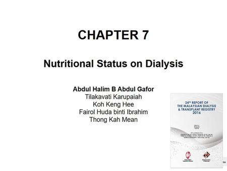 CHAPTER 7 Nutritional Status on Dialysis