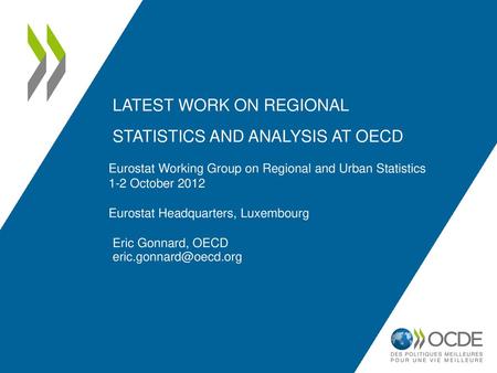 Latest work on regional statistics and analysis at OECD