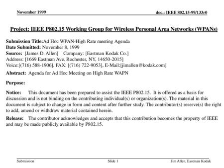 November 1999 doc.: IEEE /133r0 November 1999