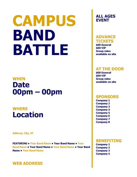 Campus Band Battle Date 00pm – 00pm Location All Ages Event