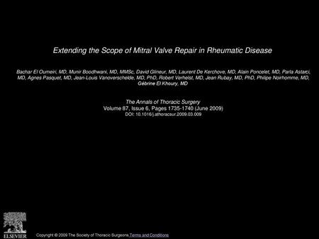 Extending the Scope of Mitral Valve Repair in Rheumatic Disease