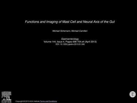 Functions and Imaging of Mast Cell and Neural Axis of the Gut