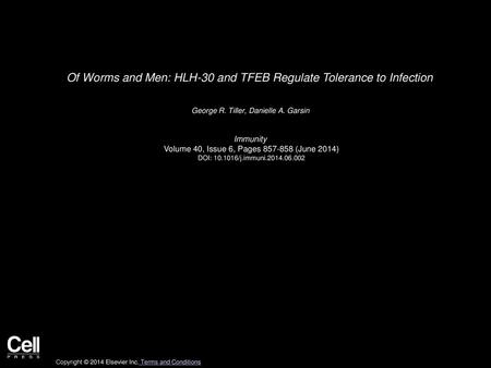 Of Worms and Men: HLH-30 and TFEB Regulate Tolerance to Infection