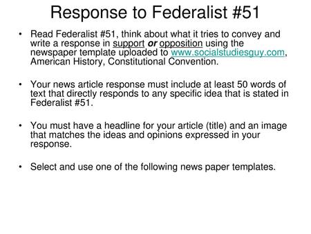 Response to Federalist #51