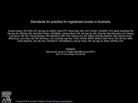 Standards for practice for registered nurses in Australia