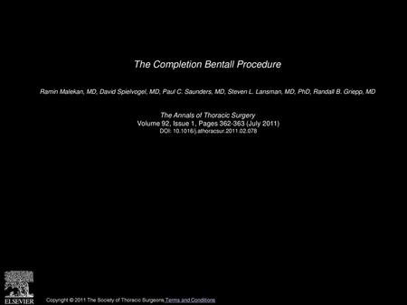 The Completion Bentall Procedure
