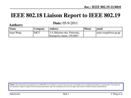 IEEE Liaison Report to IEEE