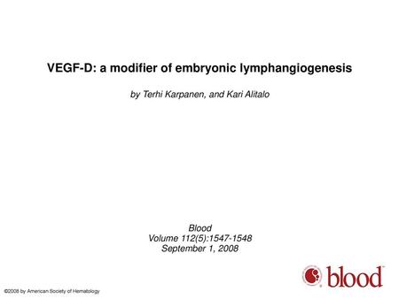 VEGF-D: a modifier of embryonic lymphangiogenesis