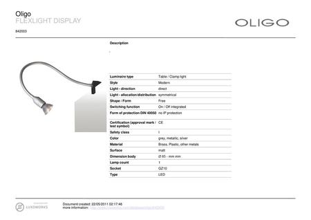 Oligo FLEXLIGHT DISPLAY Description - Luminaire type