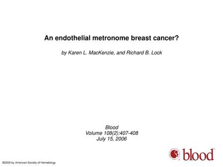 An endothelial metronome breast cancer?