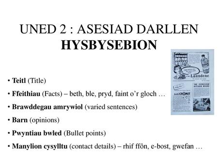 UNED 2 : ASESIAD DARLLEN HYSBYSEBION