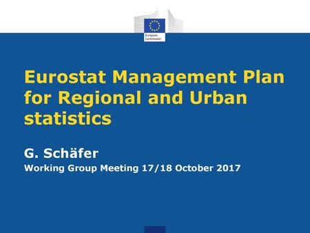 Eurostat Management Plan for Regional and Urban statistics