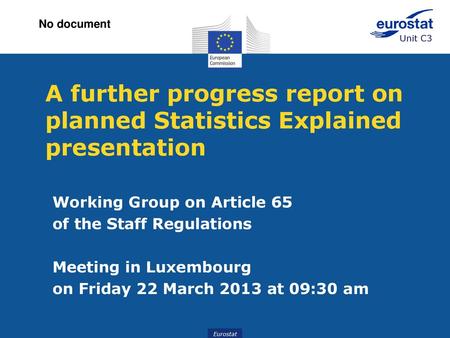 A further progress report on planned Statistics Explained presentation