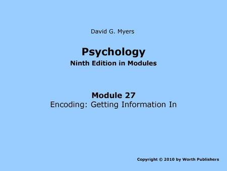 Ninth Edition in Modules
