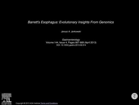Barrett's Esophagus: Evolutionary Insights From Genomics