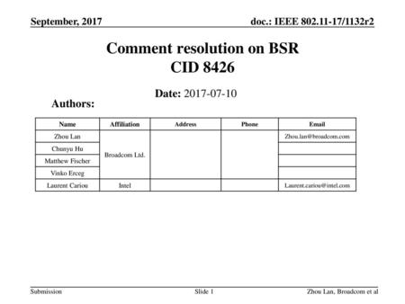 Comment resolution on BSR CID 8426
