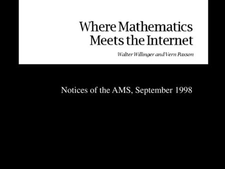 Notices of the AMS, September 1998