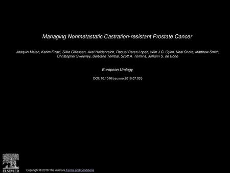 Managing Nonmetastatic Castration-resistant Prostate Cancer