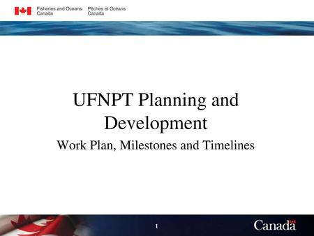 UFNPT Planning and Development Work Plan, Milestones and Timelines