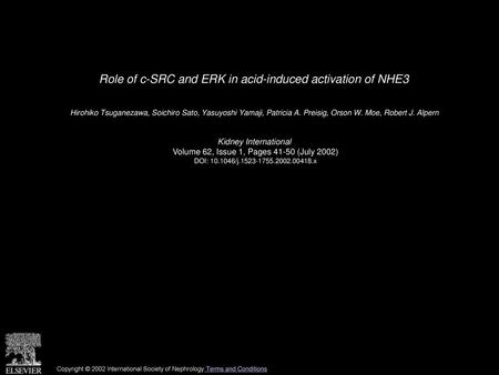 Role of c-SRC and ERK in acid-induced activation of NHE3