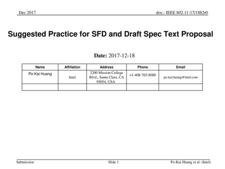 Suggested Practice for SFD and Draft Spec Text Proposal