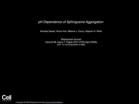 pH Dependence of Sphingosine Aggregation