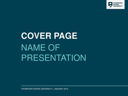 COVER PAGE NAME OF PRESENTATION