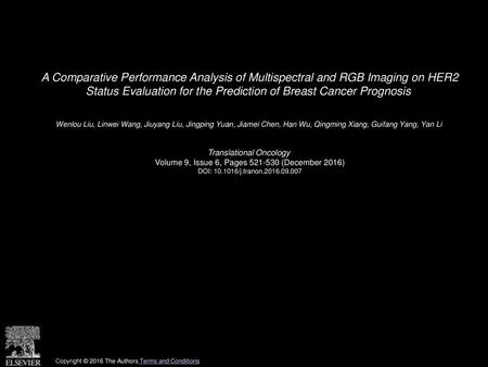 A Comparative Performance Analysis of Multispectral and RGB Imaging on HER2 Status Evaluation for the Prediction of Breast Cancer Prognosis  Wenlou Liu,