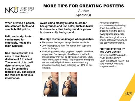 MORE TIPS FOR CREATING POSTERS