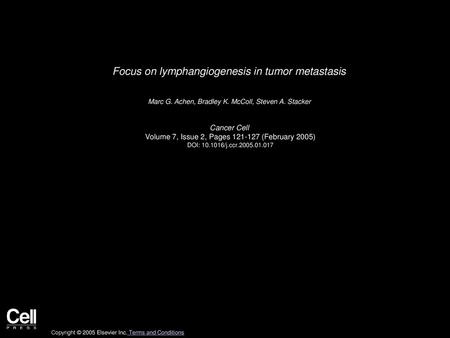 Focus on lymphangiogenesis in tumor metastasis
