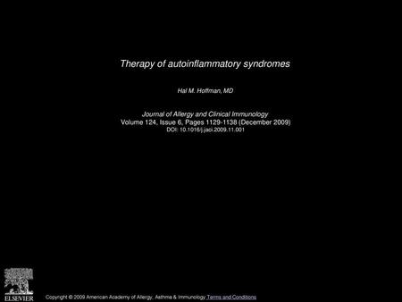 Therapy of autoinflammatory syndromes
