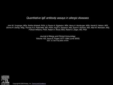 Quantitative IgE antibody assays in allergic diseases