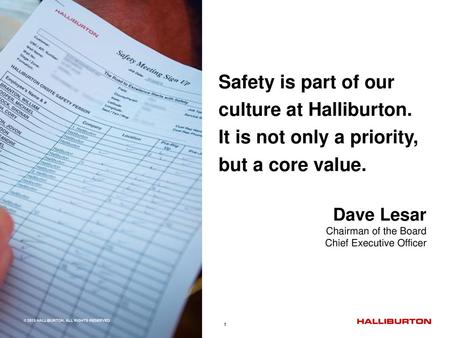 Safety is part of our culture at Halliburton