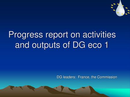 Progress report on activities and outputs of DG eco 1