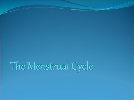 The Menstrual Cycle.