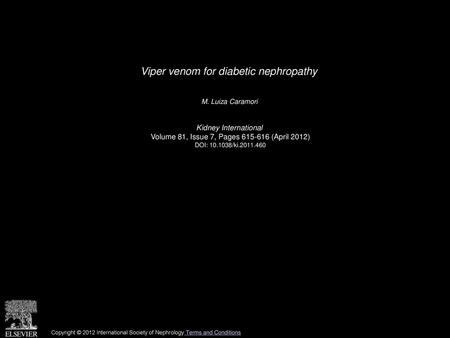 Viper venom for diabetic nephropathy