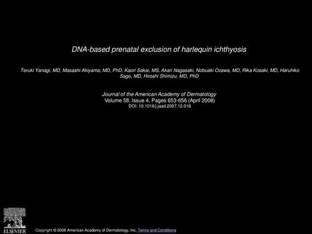 DNA-based prenatal exclusion of harlequin ichthyosis